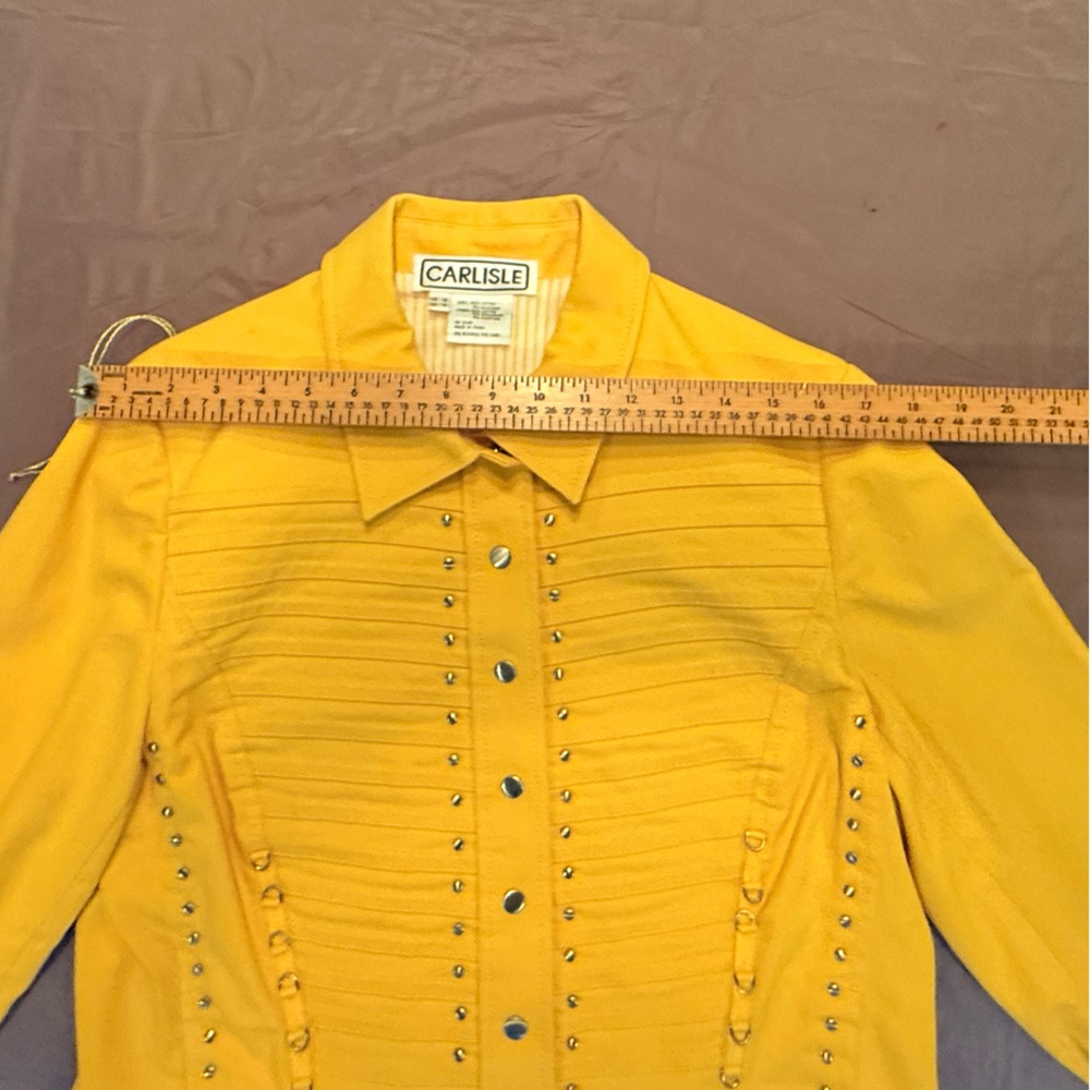 Carlisle Yellow/Silver Hardware Studded Button Front Jacket Size 12/Large $365 - Picture 6 of 12